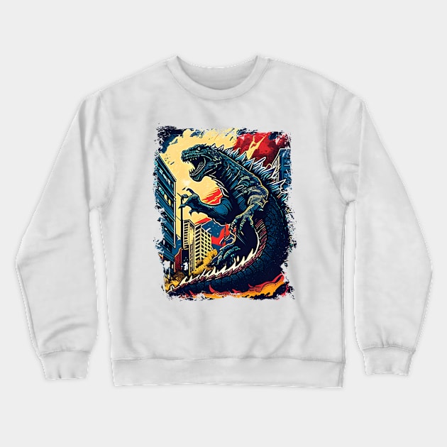 The Great Godzilla off Kanagawa Crewneck Sweatshirt by Jason Smith